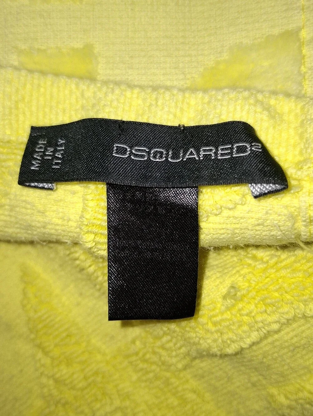 DSQUARED Neon Yellow Beach Towel with Pink Logo
